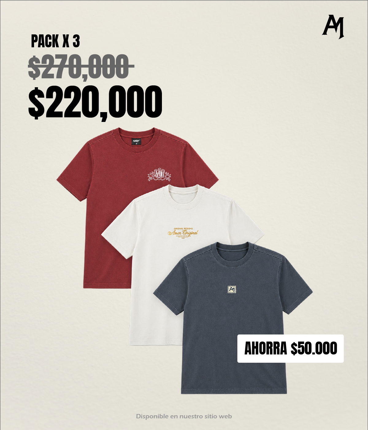 Pack x3 Camisetas AMEN | Oferta Especial